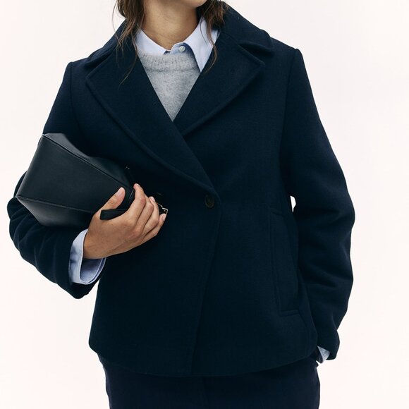(NWT) H&M - navy blue short pea coat (XL) - Picture 1 of 7